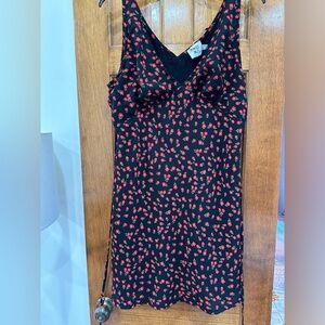 Princess Polly Black Mini Dress with Red Floral Print